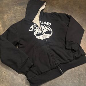 Timberland Boys Black Full Zip Shape Lined Long Sleeve Hoodie Size Large (14-16)